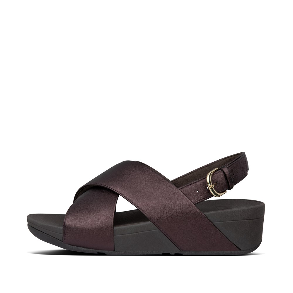 Fitflop Womens Sandals - Lulu Metallic Leather - Dark Brown - 230-HKRAUL